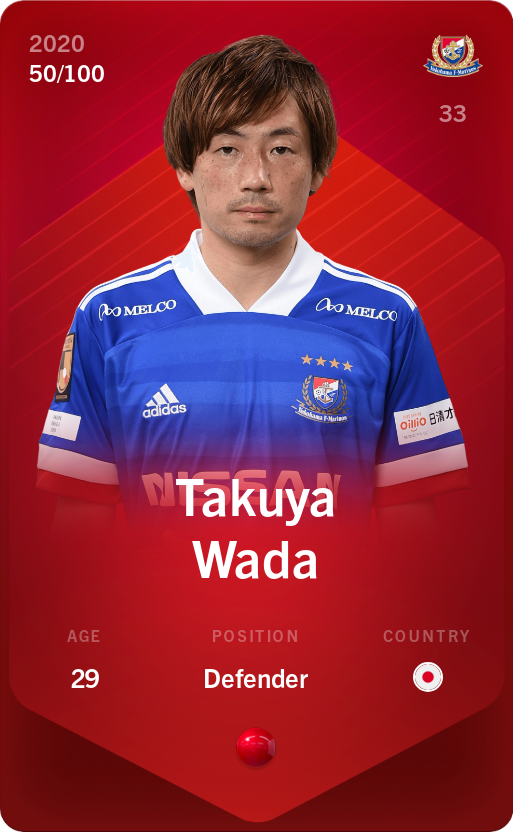 Sorare - Sorare Official - Takuya Wada 2020-21 • Rare 50/100 - NFT # 53706504221427843702024630899520189046126909832704854448819441083553835061643