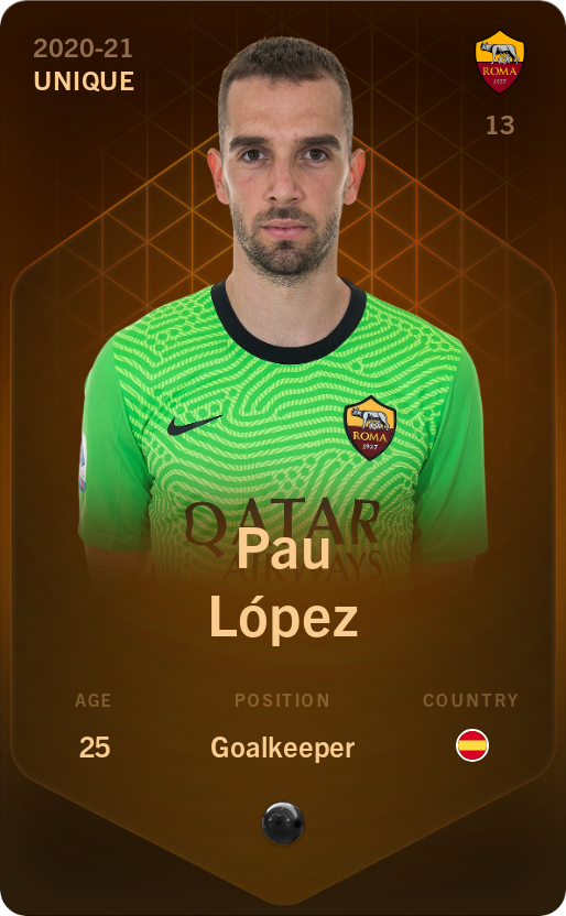 Sorare - Sorare Official - Pau López 2020-21 • Unique - NFT # 71237893639801554562832871089424491011160715960183159372498996374666160103216