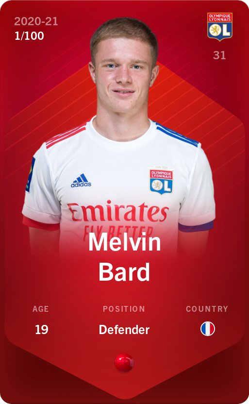 Sorare - Sorare Official - Melvin Bard 2020-21 • Rare 1/100 - NFT # 85992983095239333072365171739987802902622741235020112380356373173439498336772