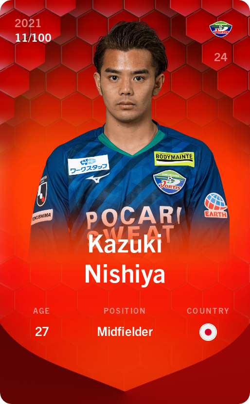 Sorare - Sorare Official - Kazuki Nishiya 2021-22 • Rare 11/100 - NFT # 80185520222964750139686291555493179972366596546836408439190374135538386504600