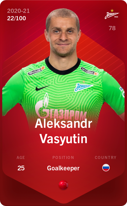 Sorare - Sorare Official - Aleksandr Vasyutin 2020-21 • Rare 22/100 - NFT # 31100212447652075516485958263893320837979649088001903171191371487320593460454