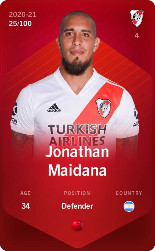 Sorare - Sorare Official - Jonathan Maidana 2020-21 • Rare 25/100 - NFT # 75468444226068681485868347924700480138653621335839205388318446249446277379139