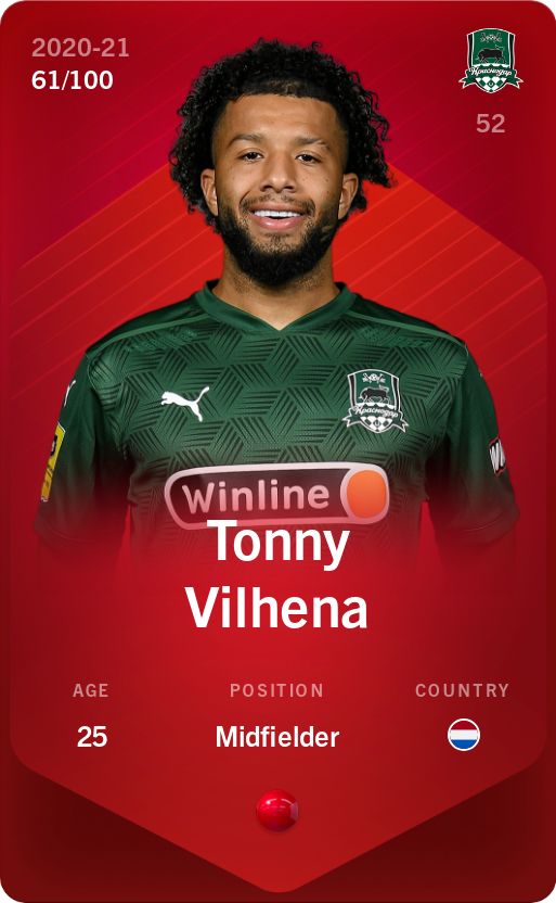 Sorare - Sorare Official - Tonny Vilhena 2020-21 • Rare 61/100 - NFT # 64505213991955756141766222956486378443192376101917355541213525305558267272122