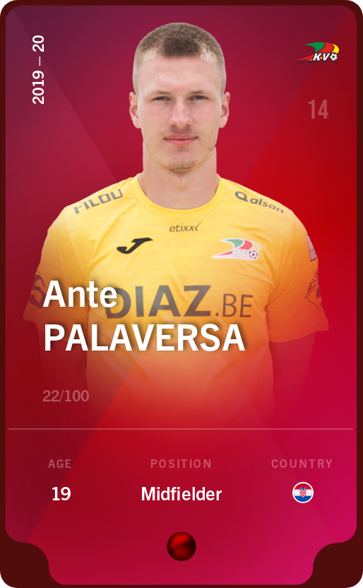 Sorare - Sorare Official - Ante Palaversa 2019-20 • Rare 22/100 - NFT # 37838858435405567845283956415519302580019596580723593350066891027545564152340
