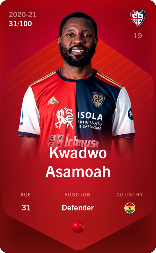 Sorare - Sorare Official - Kwadwo Asamoah 2020-21 • Rare 31/100 - NFT # 71388761134020578039553767408617100346883967415798623858923429481734703631325