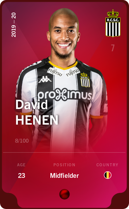 Sorare - Sorare Official - David Henen 2019-20 • Rare 8/100 - NFT # 82341408244544382513398215370356662039385788834790626426381929392929021920892