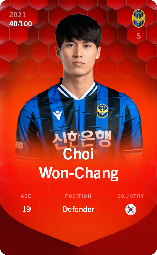 Sorare - Sorare Official - Choi Won-Chang 2021-22 • Rare 40/100 - NFT # 106824839693772835570843750308078486769414294920185155513182479767391921985306