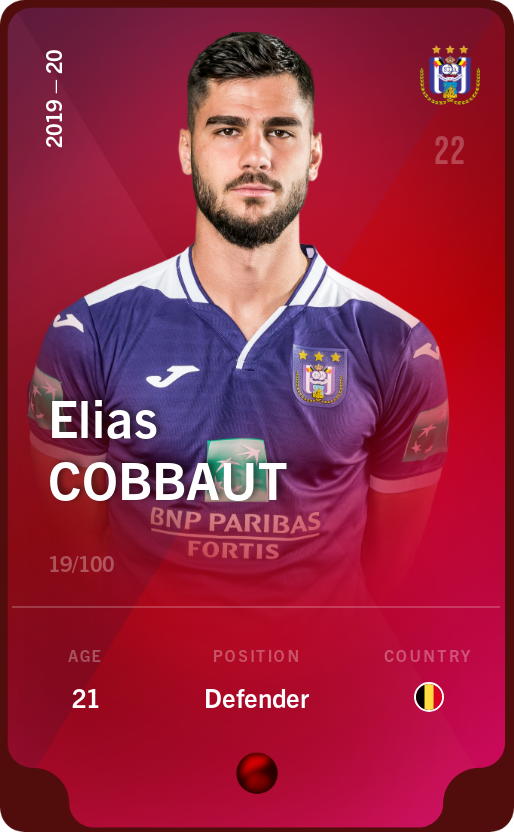 Sorare - Sorare Official - Elias Cobbaut 2019-20 • Rare 19/100 - NFT # 113744152664629724346530763571714311753062140581378031913533990234390124269151