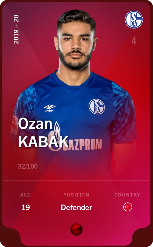 Sorare - Sorare Official - Ozan Kabak 2019-20 • Rare 32/100 - NFT # 23489737974094270206150327755586201720973732950711064987599836933247642476949