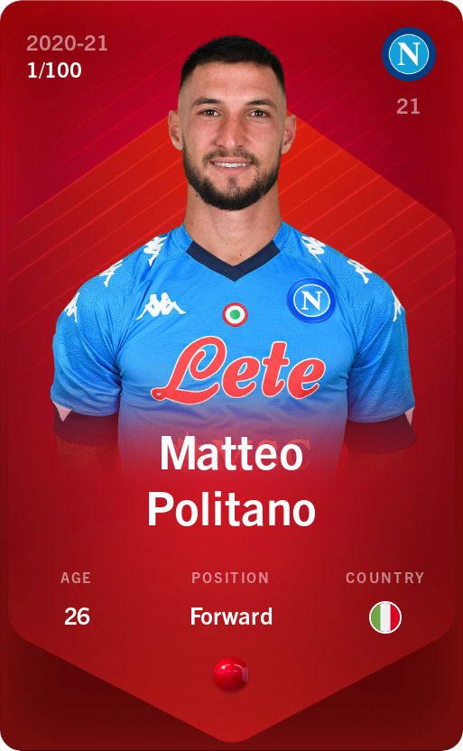 Sorare - Sorare Official - Matteo Politano 2020-21 • Rare 1/100 - NFT # 60652575013887321190876061019884476527712702256475763685969410761904300605966