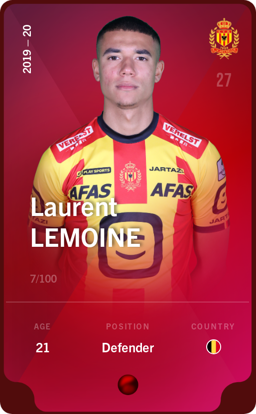 Sorare - Sorare Official - Laurent Lemoine 2019-20 • Rare 7/100 - NFT # 10472473284395315234174371196880195320694909210048466319577288577183564568561