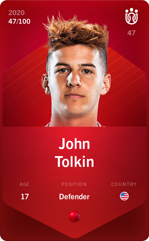 Sorare - Sorare Official - John Tolkin 2020-21 • Rare 47/100 - NFT # 104113651332974127459512553398135595352123992138378790781194483174314039249056