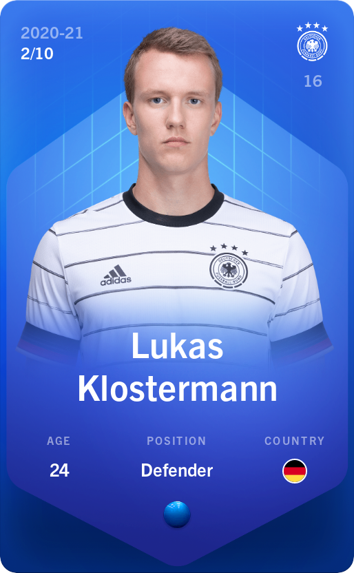 Sorare - Sorare Official - Lukas Klostermann 2020-21 • Super Rare 2/10 - NFT # 58355279522469084920869152056697567767258857738727011524620594099963983129467