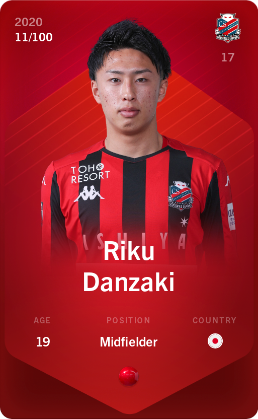 Sorare - Sorare Official - Riku Danzaki 2020-21 • Rare 11/100 - NFT # 57172685895536237688938037733459801258790085568832983434593638955662129441562