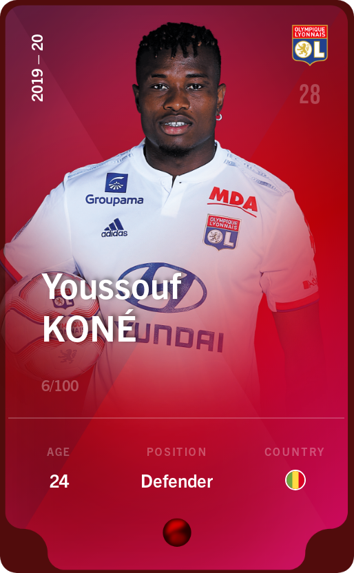 Sorare - Sorare Official - Youssouf Koné 2019-20 • Rare 6/100 - NFT # 44921929752702558969927116110913082533215022267837153920122870393772078745114