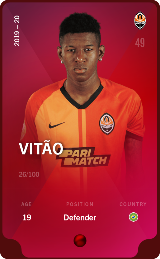 Sorare - Sorare Official - Vitão 2019-20 • Rare 26/100 - NFT # 90921560591412495820380372534169851445509769472773216559983214668070370637674