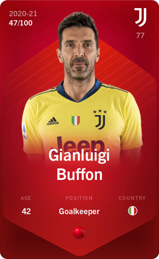 Sorare - Sorare Official - Gianluigi Buffon 2020-21 • Rare 47/100 - NFT # 72620428577989675967215594582381968672234277582174204905457768959330651141996