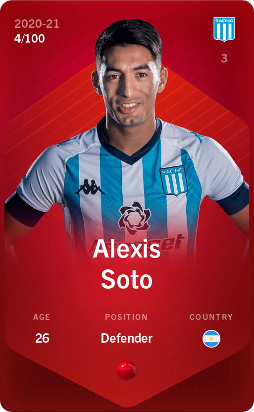 Sorare - Sorare Official - Alexis Soto 2020-21 • Rare 4/100 - NFT # 115212387708515835456697336492160449922064283373384865202562273191473133427119