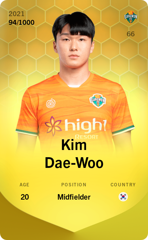 Sorare - Sorare Official - Kim Dae-Woo 2021-22 • Limited 94/1000 - NFT # 74978664425312711622874530346252417832945264899831867024040625980347209790000