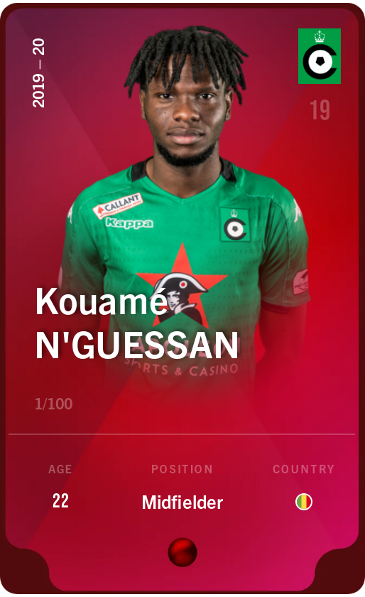 Sorare - Sorare Official - Kouamé N'Guessan 2019-20 • Rare 1/100 - NFT # 43490909208271371054576729710820428946383775320389830234512950059100998602615