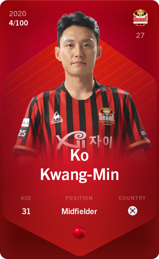 Sorare - Sorare Official - Ko Kwang-Min 2020-21 • Rare 4/100 - NFT # 61771828513486356609748941191821804626423691047489480851696553960587556653624