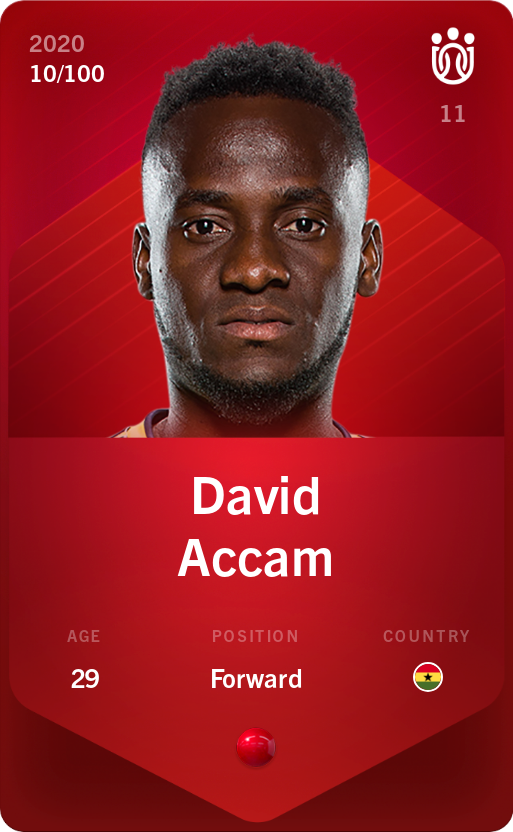 Sorare - Sorare Official - David Accam 2020-21 • Rare 10/100 - NFT # 91480142935829802714887126643235013115732719412716181819988506354323814349755