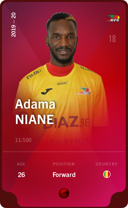 Sorare - Sorare Official - Adama Niane 2019-20 • Rare 11/100 - NFT # 16736991716958227695362638244389582295889983181465109945524545824600184064349