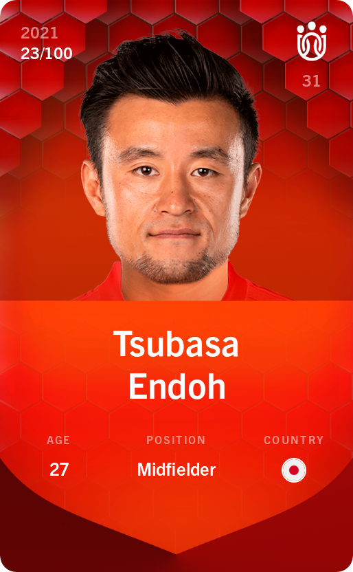 Sorare - Sorare Official - Tsubasa Endoh 2021-22 • Rare 23/100 - NFT # 94818164325449316982528860608239344623528759932290810680770477764820230260378
