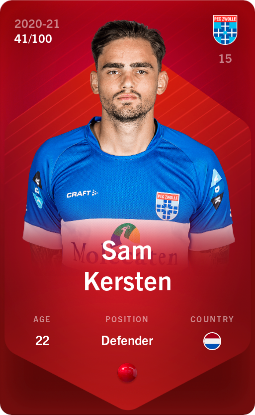 Sorare - Sorare Official - Sam Kersten 2020-21 • Rare 41/100 - NFT # 79415068664144153049123003760381437682440992149840790868952687317924423733575