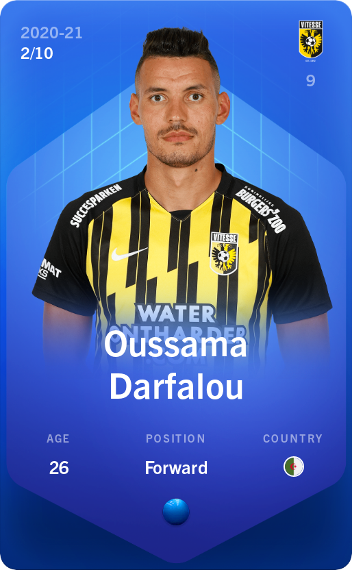 Sorare - Sorare Official - Oussama Darfalou 2020-21 • Super Rare 2/10 - NFT # 20147186016281709809303581931512249895367631361196183355774385028590189031326