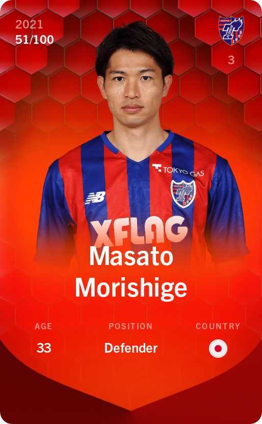 Sorare - Sorare Official - Masato Morishige 2021-22 • Rare 51/100 - NFT # 47793728451070473827578620026964576191754978122510439057403633971584089828520