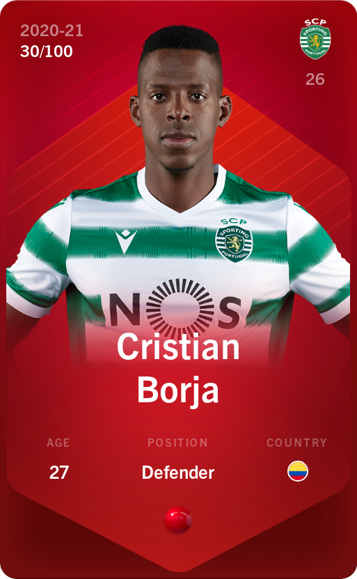 Sorare - Sorare Official - Cristian Borja 2020-21 • Rare 30/100 - NFT # 9087803447414653307398072074297511784016413379368497231835534697403885426591