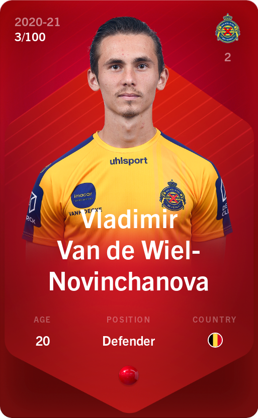 Sorare - Sorare Official - Vladimir Van de Wiel-Novinchanova 2020-21 • Rare 3/100 - NFT # 80184572101390186975066840873619325997282954190624752654317963309577778696319