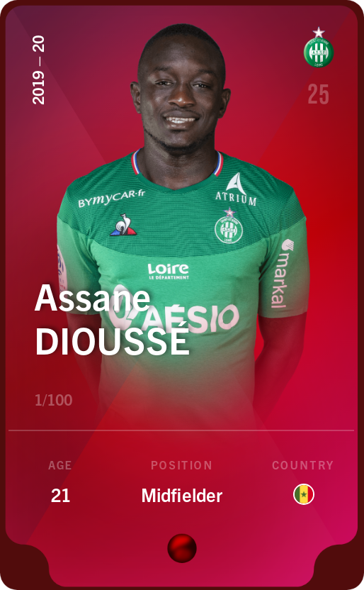 Sorare - Sorare Official - Assane Dioussé 2019-20 • Rare 1/100 - NFT # 115787349990315687432614055181459622494186854466909703700080189348546934540159