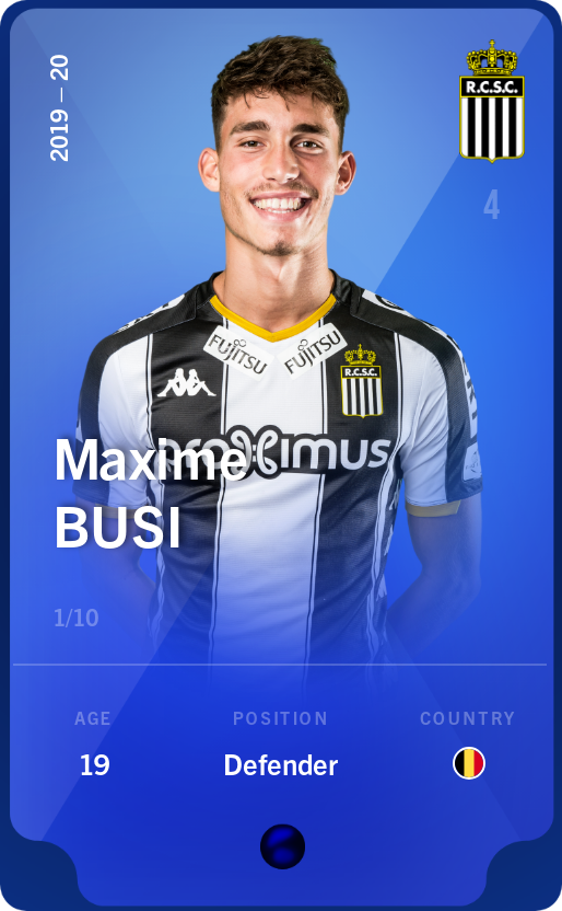 Sorare - Sorare Official - Maxime Busi 2019-20 • Super Rare 1/10 - NFT # 59424855293746259212138793250367857903848711369334341140454552508336889922279
