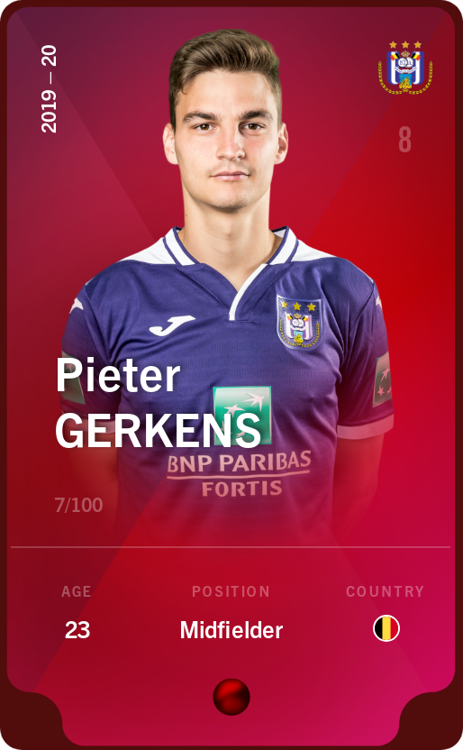 Sorare - Sorare Official - Pieter Gerkens 2019-20 • Rare 7/100 - NFT # 85697241521396386444997608103779309941801898185109676367748522996100630396021