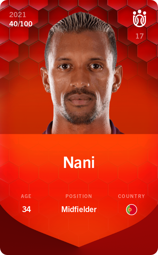 Sorare - Sorare Official - Nani 2021-22 • Rare 40/100 - NFT # 60920481819361626998944803088747768153786567393194204723332485509331470560903