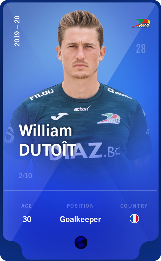 Sorare - Sorare Official - William Dutoît 2019-20 • Super Rare 2/10 - NFT # 85398968228501288553227505907174234503777474176661637179558211541126575507433