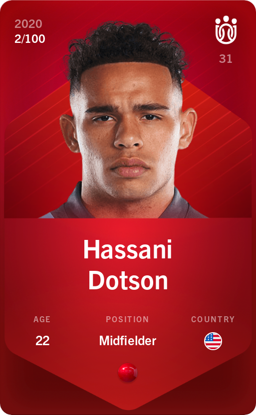 Sorare - Sorare Official - Hassani Dotson 2020-21 • Rare 2/100 - NFT # 77174875732793643846839891170134569924133660530587121977269107154824127306289