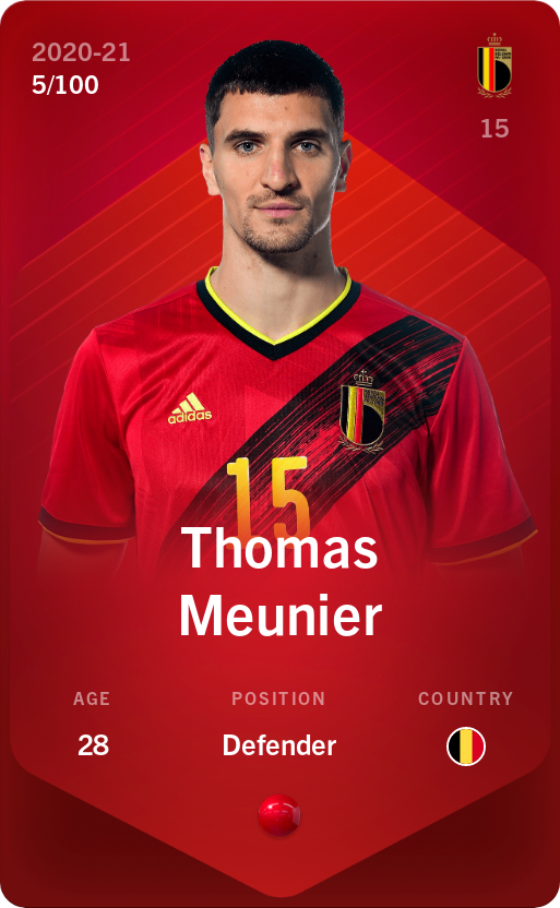Sorare - Sorare Official - Thomas Meunier 2020-21 • Rare 5/100 - NFT # 7344535740480210703265906780833512144102758459220018850005808982357798888683