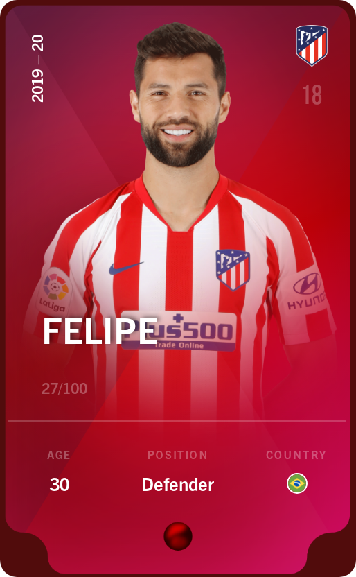 Sorare - Sorare Official - Felipe 2019-20 • Rare 27/100 - NFT # 48488137382207350672646970114461619503753706877878015512055353465639908147233