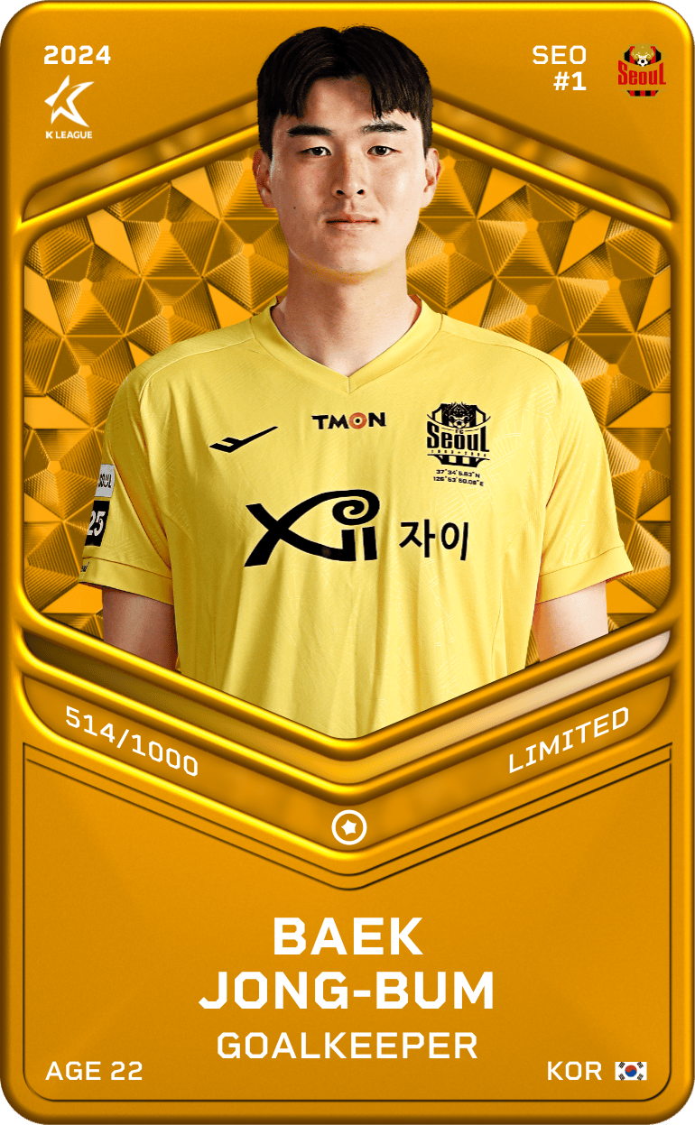 Baek Jong-Beom 2024-25 • Limited 514/1000