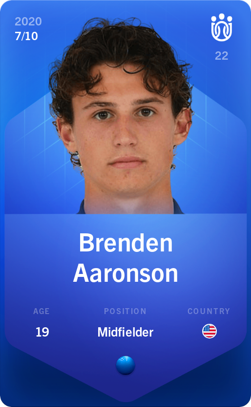 Sorare - Sorare Official - Brenden Aaronson 2020-21 • Super Rare 7/10 - NFT # 97605320113961098738840694838725010159526122063125694004667186571758823259306