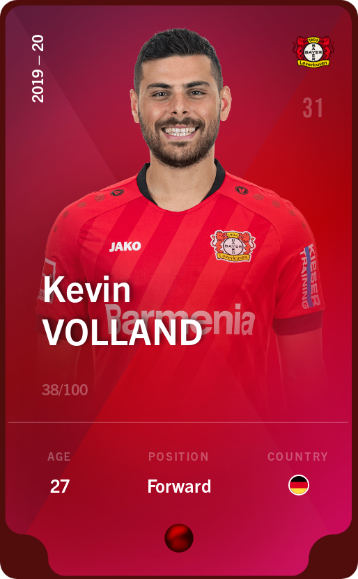 Sorare - Sorare Official - Kevin Volland 2019-20 • Rare 38/100 - NFT # 108857078426223996364467789415731519779744967327969945022590530728233002303827