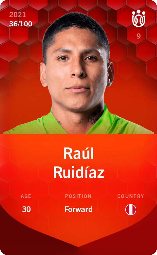 Sorare - Sorare Official - Raúl Ruidíaz 2021-22 • Rare 36/100 - NFT # 69440442355750926779220273937347571720255584441083623131598739329696687437848