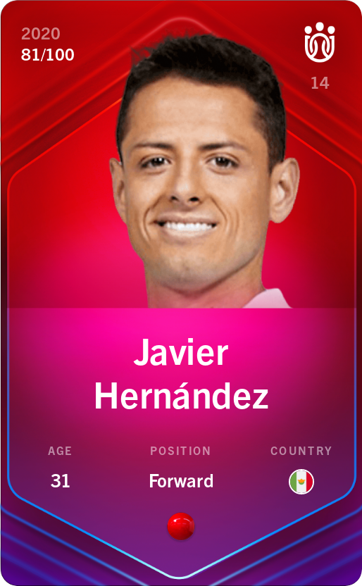 Sorare - Sorare Official - Javier Hernández 2020-21 • Rare 81/100 - NFT # 82469489603692515192338532691453553477582477372705193927979516949344424496885