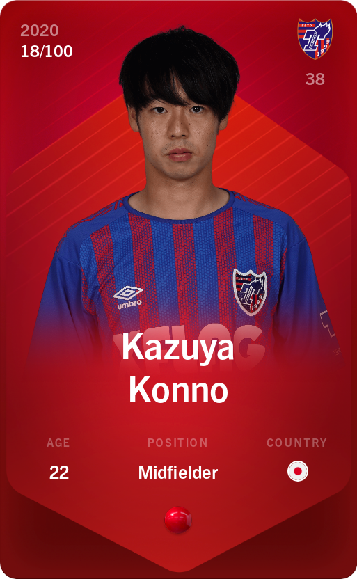 Sorare - Sorare Official - Kazuya Konno 2020-21 • Rare 18/100 - NFT # 45240928608842810137454671093254467930574563205378653777257529997885079974283