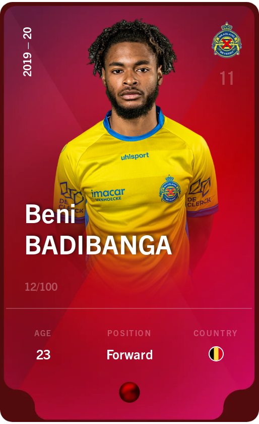 Sorare - Sorare Official - Beni Badibanga 2019-20 • Rare 12/100 - NFT # 16075958606178976231283888099810081402534045292863833890781189410347206812413