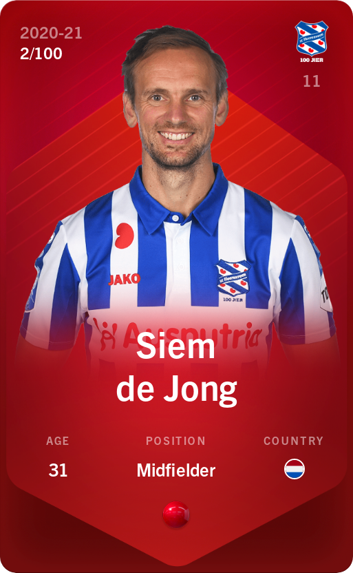 Sorare - Sorare Official - Siem de Jong 2020-21 • Rare 2/100 - NFT # 17408627917451202791943762236122814906247600456034562970598051857571001272368