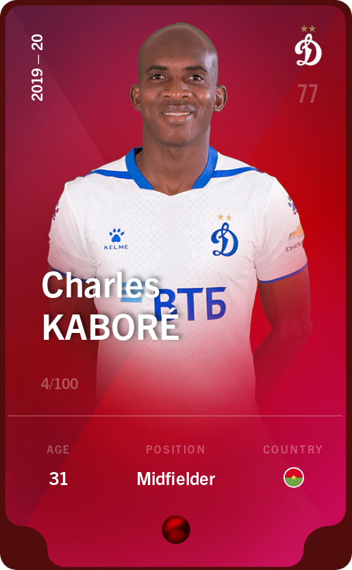 Sorare - Sorare Official - Charles Kaboré 2019-20 • Rare 4/100 - NFT # 54268872035638748065335650486740037092982646035191491215340179697591947062772